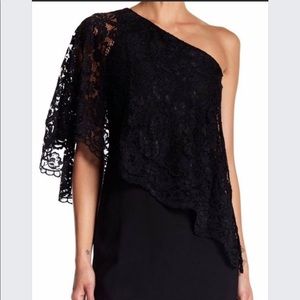 Nanette Lepore black LBD one shoulder cape 10 nwt